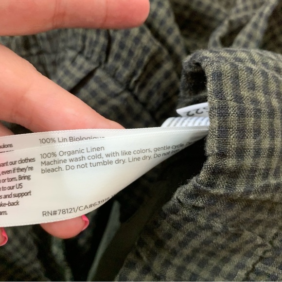 Eileen Fisher Womens green plaid seaweed 100% linen mid thigh shorts XL NWT - Picture 10 of 10